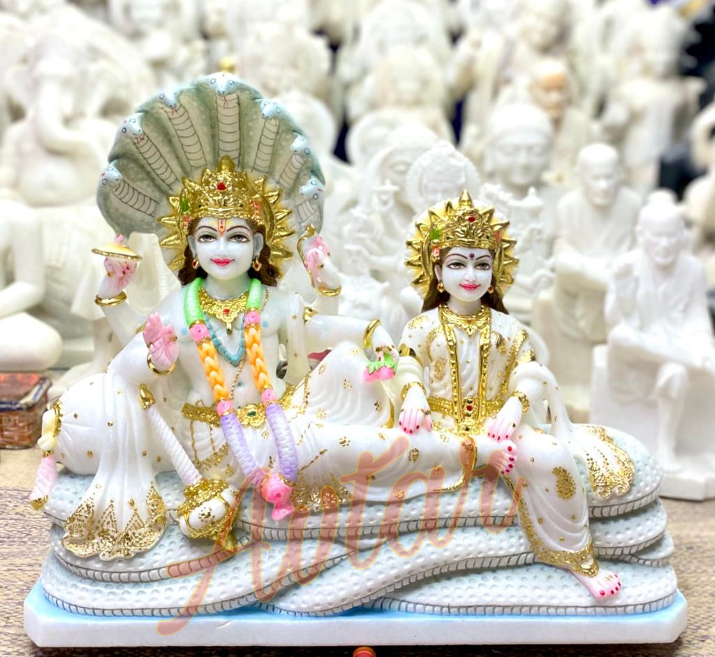 Laxmi Narayan Shesh Shaiyya Marble Statue